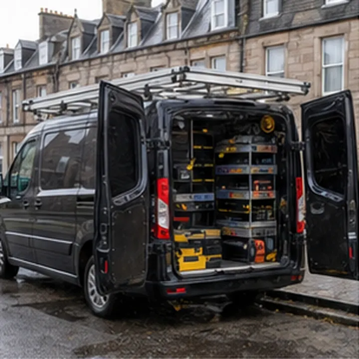 Illustrative black Dundee Sparks electrician van