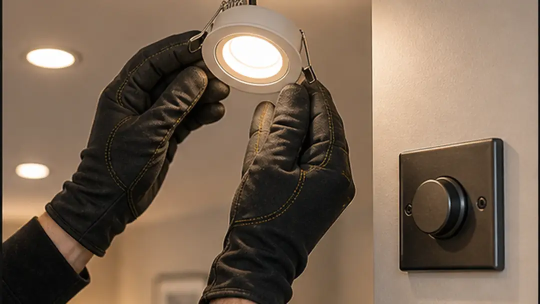 Illustrative indoor lighting installation work in Dundee